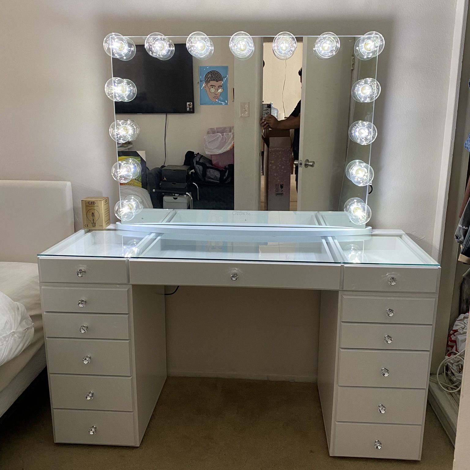 Vanity With Hollywood Mirror 