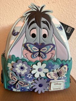 Loungefly Disney Eeyore Mini Backpack Butterfly Floral Light Blue/Purple/Green