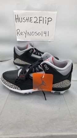 Air Jordan 3 Retro MCS 'Black Cement' FZ8627-001 Football Cleats size 9