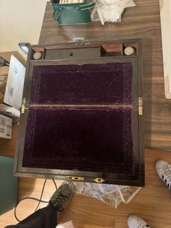 Antique Portable Wooden Writing Desk with Brass Fittings