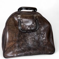 Brown Leather Bowling Bag