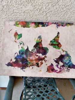 World map,canvas, about 33x22
