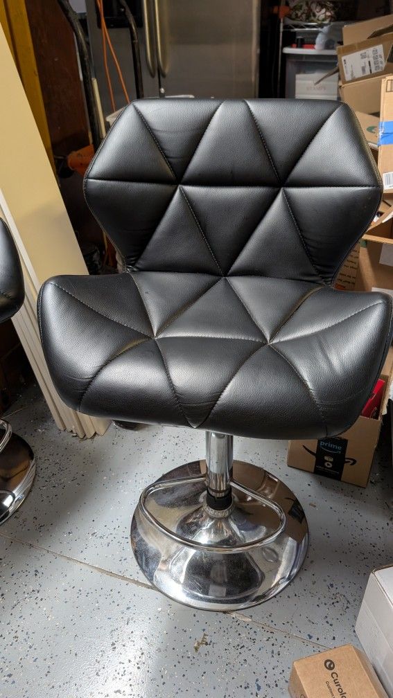 3 Faux Leather & Stainless Steel Bar Stools Chairs