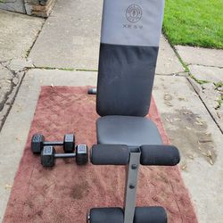 6 POSITIONS ADJUSTABLE BENCH AND A SET OF 30LB HEXHEAD DUMBBELLS TOTAL 60LBs 
7111.S WESTERN WALGREENS 
$110. CASH ONLY AS IS