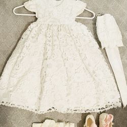 Baby Girls Baptism Dress Set 6–12 Months