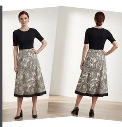 Saint Tropez West Paisley Skirt Sz 14 Linen Blend A-line  Flared summer workwear