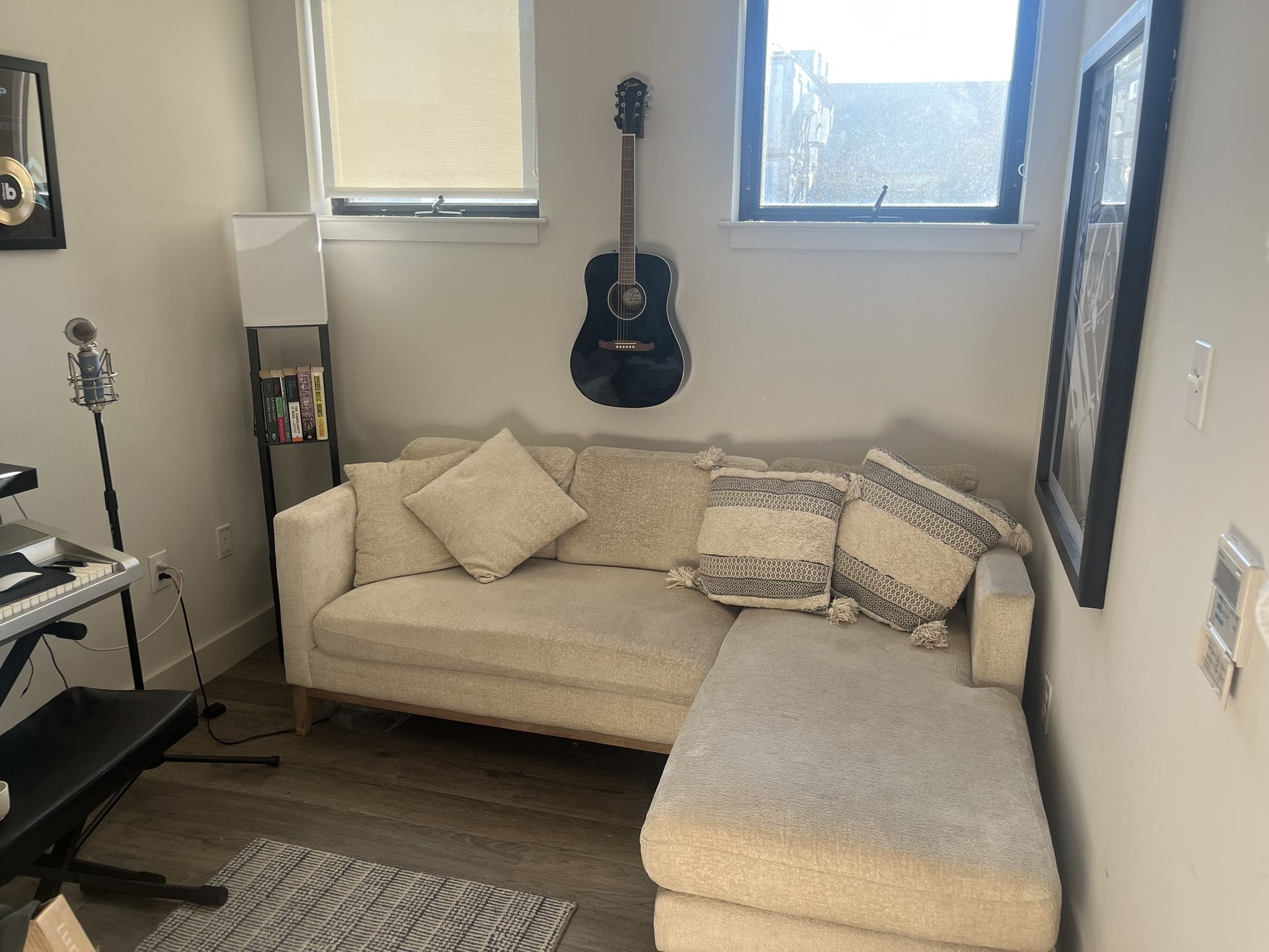 Cream / Beige Cozy Boucle Sectional Couch