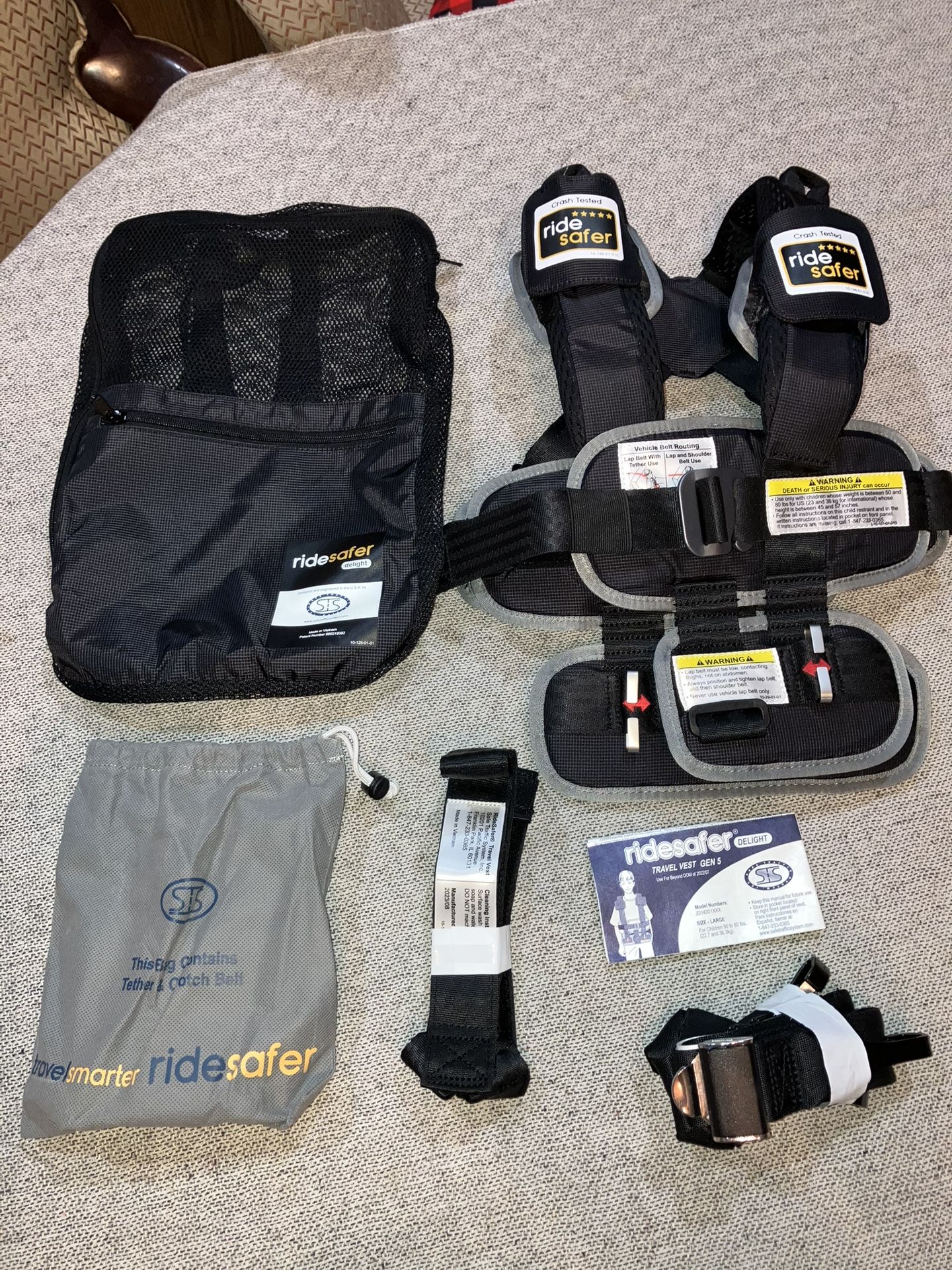 RideSafer Gen 5 Toddler Safety Harness Vest - Black, Large JD14201BLG