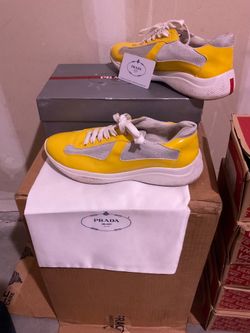 Prada - Yellow/White - Men's Patent Leather and Technical Fabric America's Cup Sneakers US 11, EU 44