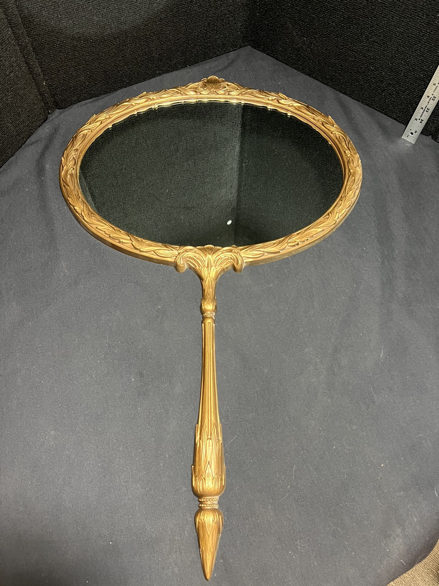 Vintage 1970s Burwood Wall Mirror Hand Mirror Shaped Gold Ornate 