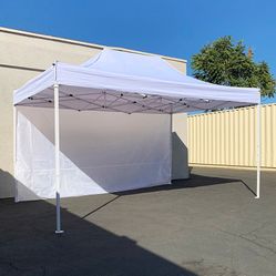 (New in box) $160 Heavy Duty EZ Pop-up Canopy 10 x 15 FT with (1 Sidewall, Carry Bag) White or Black