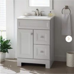 24 In Bath Vanity in Dove Gray with Arctic Solid Surface Top