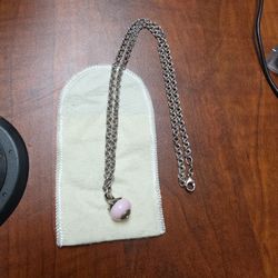 James Avery Necklace And Awareness Ribbon Art Glass Charm
