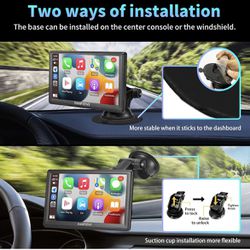 SANPTENT Wireless Apple CarPlay Dash Mount, Portable Car Stereo, Android Auto, Drivemate, 7-Inch Full HD Touchscreen, Car Audio Receiver, Bluetooth Ha