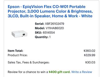 Epson EpiqVision Flex CO-W01 Portable Projector