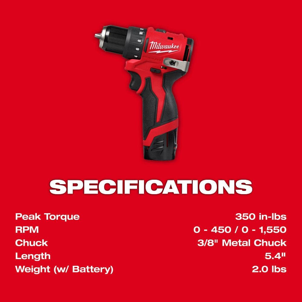 M12 12-Volt Lithium-lon Brushless Cordless Subcompact Drill