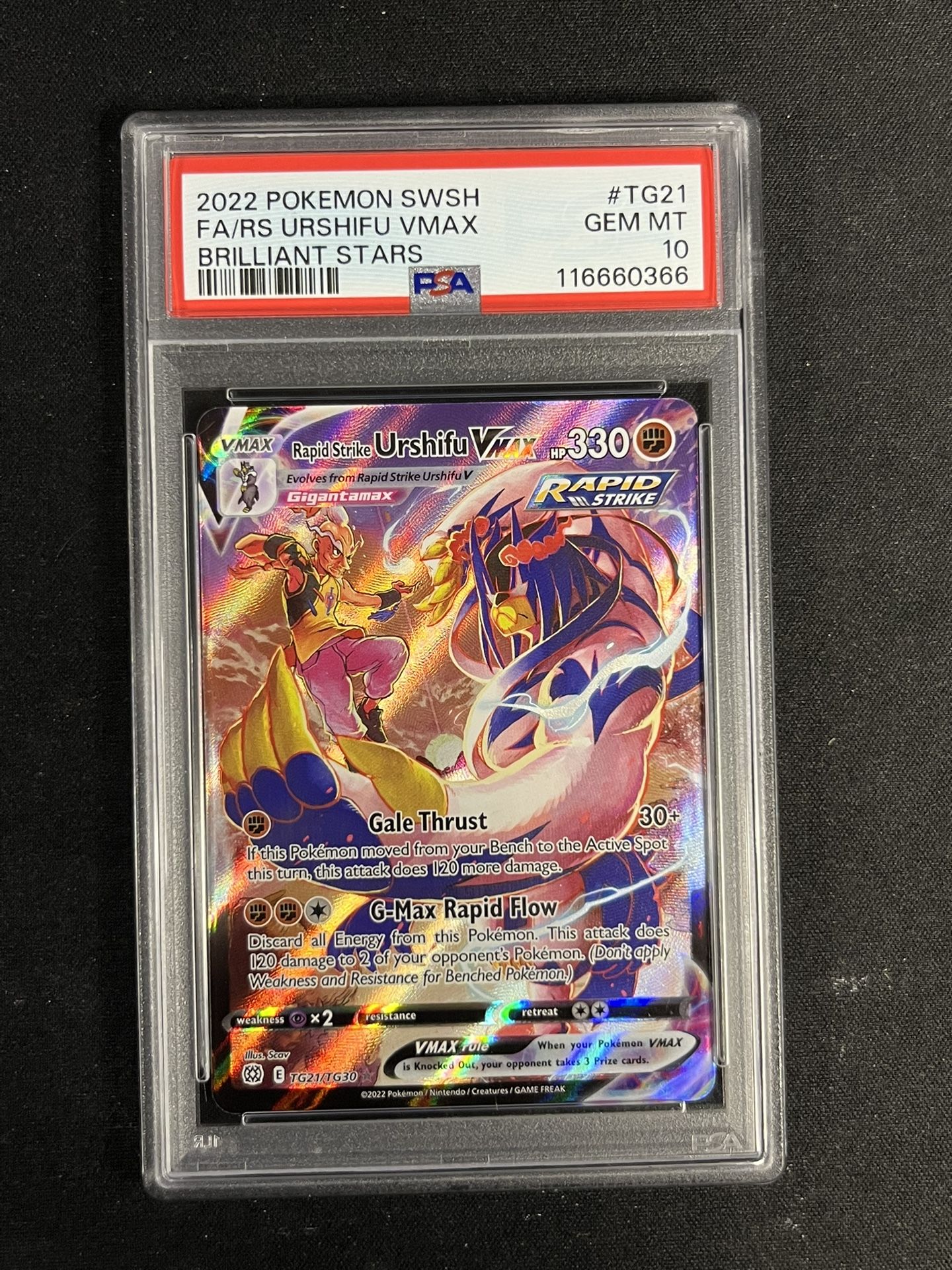 2022 Pokémon SWSH FA/RS Urshifu Vmax Brilliant Stars TG 21 PSA 10