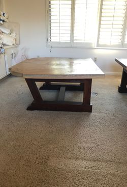 Two solid wood handcrafted coffee tables end tables