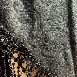 Black Shaw With Fur Poms And Fringe 