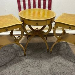 Set 3 Vinatge Leather Top Tables