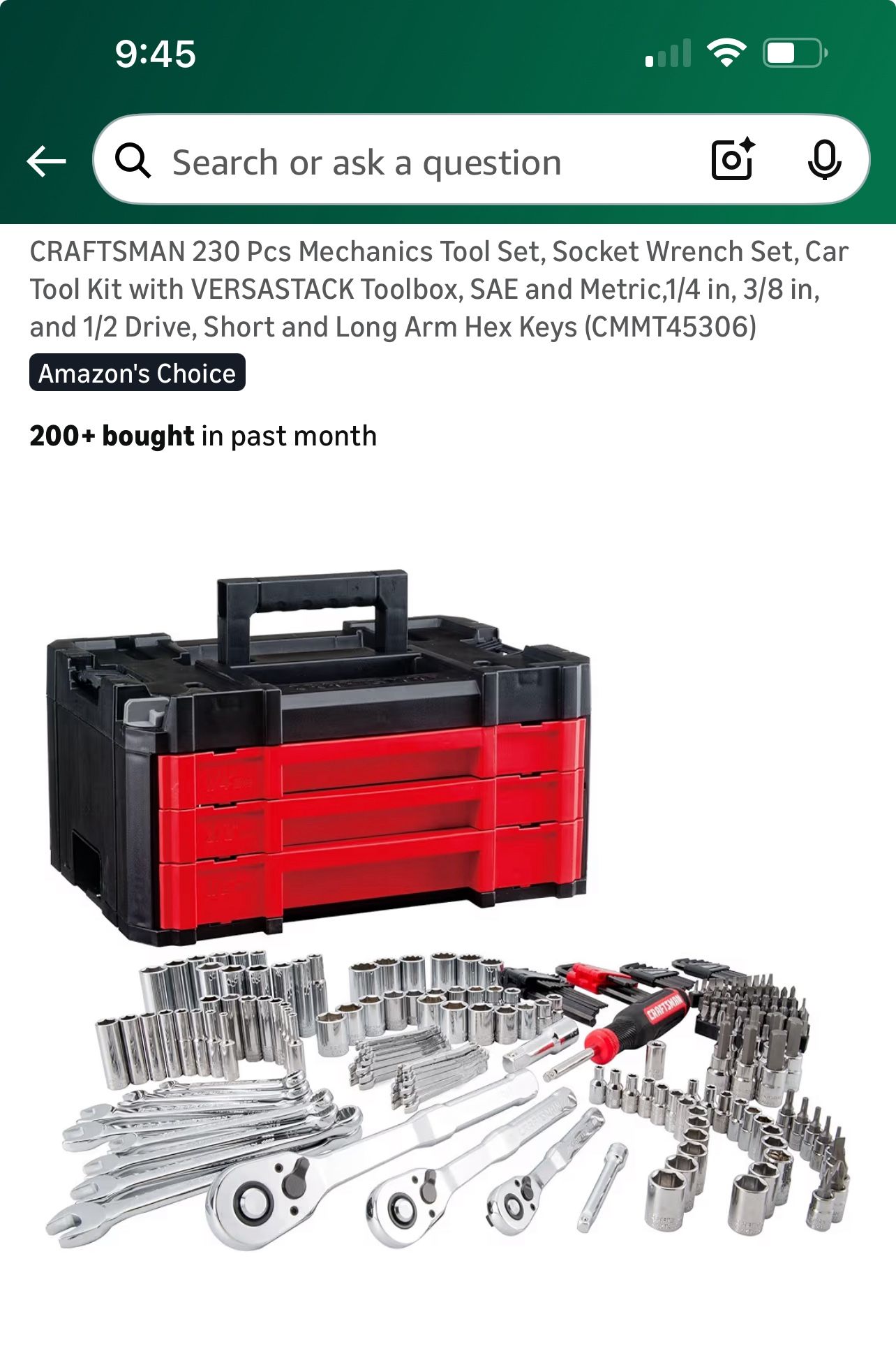 Craftsman 230 Piece Mechanic Tool Set