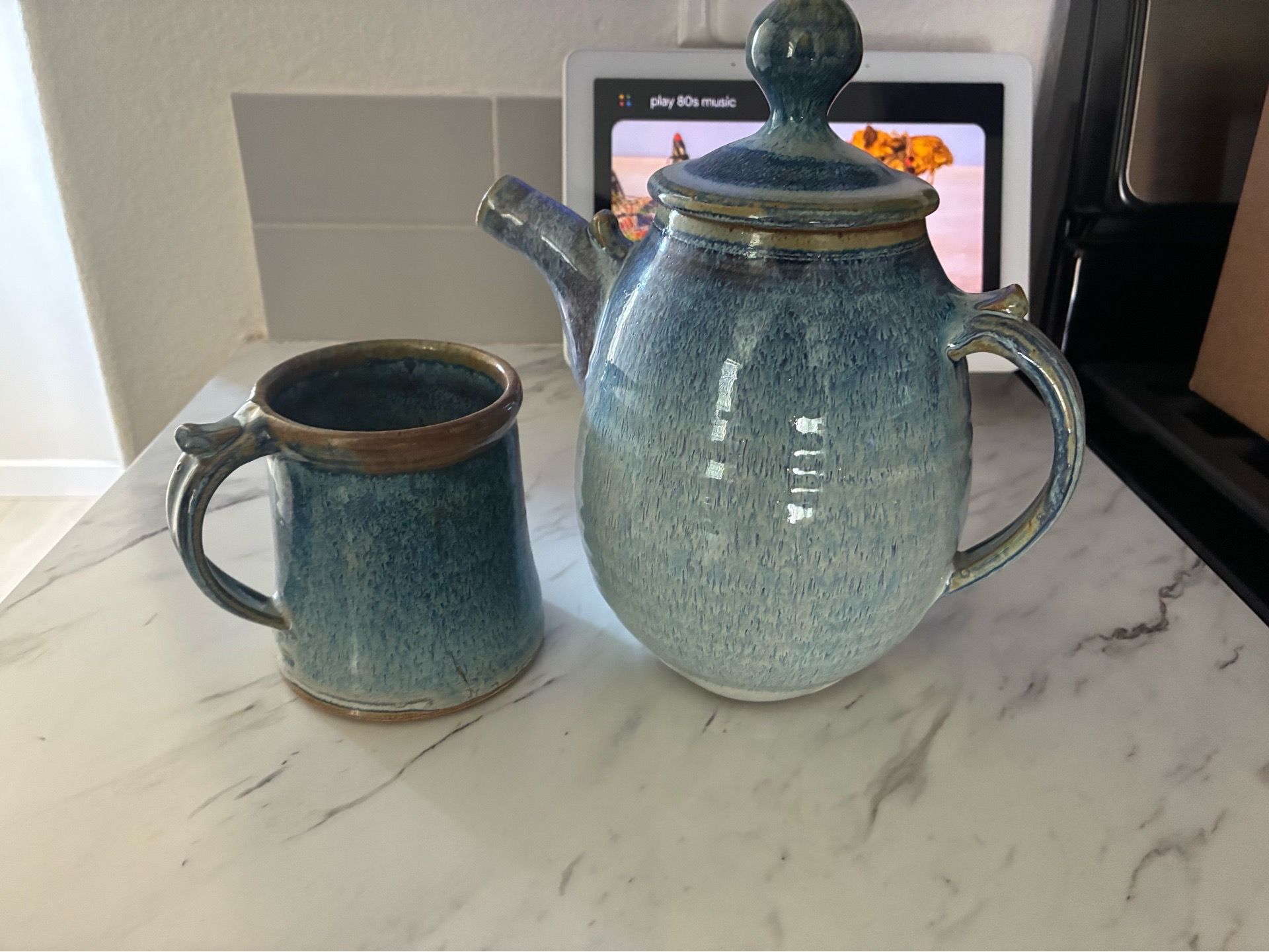 Pottery Teapot & Cup