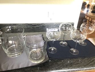 Lead Crystal Ice Buckets & Wine Goblets