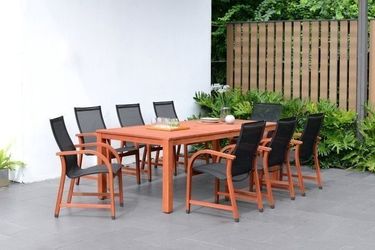 Brand New 9 Pieces Rectangular Dining Set 100% FSC Certified Solid Wood, Ideal Furniture Set For Outdoor And patio