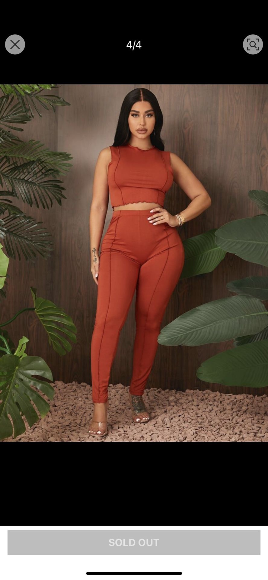 Contrast Piping Crop Tank Top& Leggings