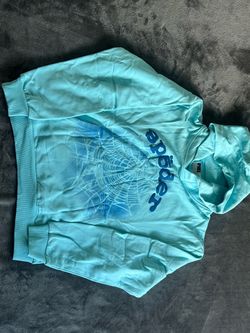 Spider v2 light blue web hoodie
