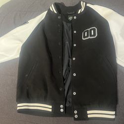 Women's Faux Leather Varsity Jacket - Wild Fable Black Colorblock Letterman