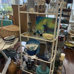 Cream Metal 4-Tier Decorative Shelf Book Shelf Display Rack - Coastal Shabby Chic Furniture