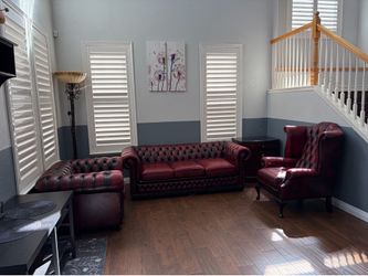Used leather sofa and two chairs