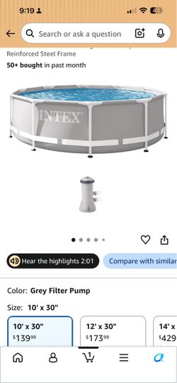 Intex 10ft x 30in Prism Frame Pool with Filter Pump