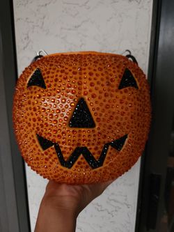 Rhinestone pumpkin pail purse