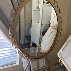 Gold Tone Glass Top Vanity Urban Outfitters Anthropology