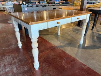 White Two-Tone Farmhouse Style Rectangular Dining Table