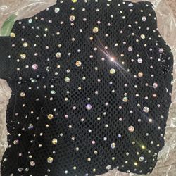 New Black Fishnet Rhinestone Stockings Lingerie Festival Rave 