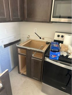 Kitchen cabinets with countertops
