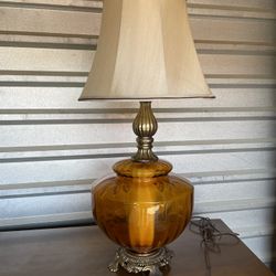 Antique Amber Brass Lamp
