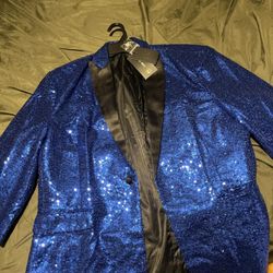 Men Glitter Blazer Disco Suit Jacket One Button Formal Prom Tuxedo Wedding Party