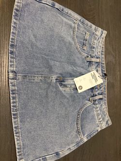 Light Wash Denim Mini Skirt Size S