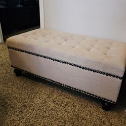 Beautiful Upholstered Storage Bench with Nailhead Trim