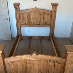 Rustic Full Size Bed Frame With Nightstand 