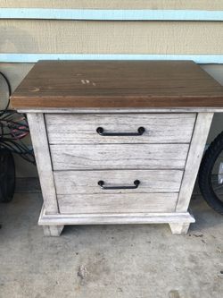 Gray wood rustic cabinet nightstand