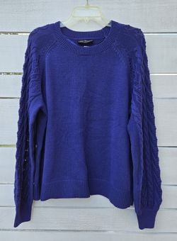 NWT Lane Bryant Sweater Womens 18/20 Indigo Blue LS Raglan Cable Pointelle Knit