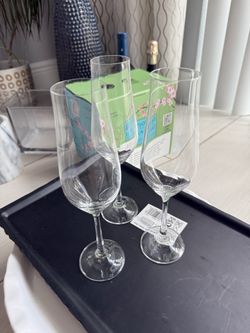 Clear Crystal Wine Glasses Set of 3