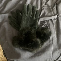 Rabbit Fur Leather Gloves