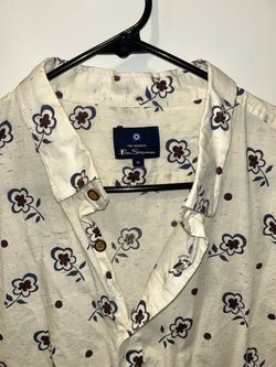 Ben Sherman short-sleeve cream colored cotton button-up shirt Size XL