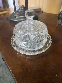 Cut glass butter dish